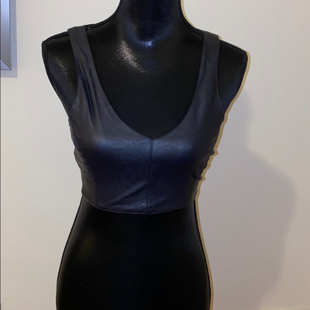 Faux leather top